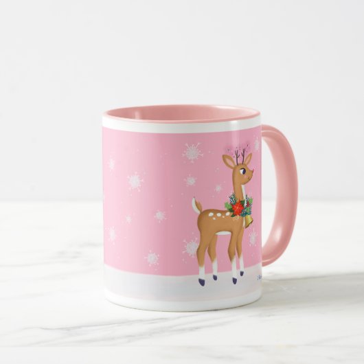 Rosa Retro Rudolph Tasse (VorderseiteRechts)