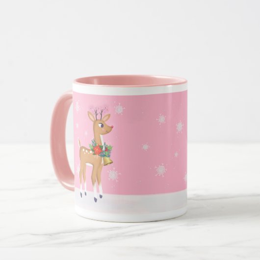 Rosa Retro Rudolph Tasse (Vorderseite Links)