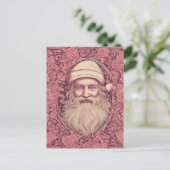 Rosa Retro Santa Postkarte (Stehend Vorderseite)