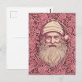 Rosa Retro Santa Postkarte (Vorne/Hinten)