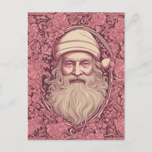 Rosa Retro Santa Postkarte (Vorderseite)