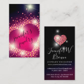 Rosa Retro Schmuck Herz Diamant Visitenkarte (Vorne/Hinten)