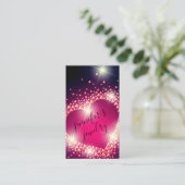 Rosa Retro Schmuck Herz Diamant Visitenkarte (Stehend Vorderseite)