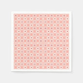 Rosa Retro-Schneeflocke und Herz Nahtloses Muster Serviette (Vorderseite)