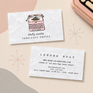 Rosa Retro-Schreibmaschine Schriftstellerin Visitenkarte