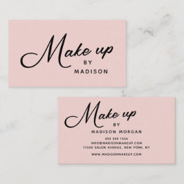 Rosa Retro Schwarz Schrift Make-up Visitenkarte