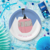 Rosa Retro Skilift Skipass Berg Pappteller (Party)