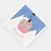 Rosa Retro Skilift Skipass Berg Serviette (Ecke)