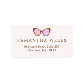 Rosa Retro-Sonnenbrille Personalisiert Adressaufkleber