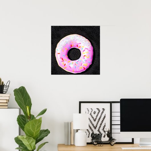 Rosa Retro Sprinkle Donut Poster (Heimbüro)