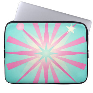 Rosa Retro-Sternenexplosion Glühen Laptopschutzhülle