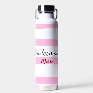 Rosa Retro-Streifen, personalisierte Brautjungfer Trinkflasche