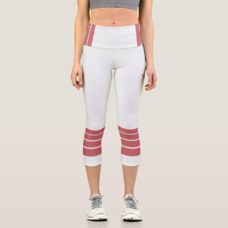 Rosa Retro-Streifen und Text im minimalistischen S Capri Leggings