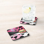 Rosa Retro Style Hamburger Getränkeuntersetzer (Rechte Seite)