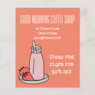 Rosa Retro süßes Café Kaffeehaus Flyer