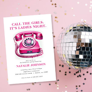 Rosa Retro-Telefon - Junggesellinnen-Abschiedspart Einladung