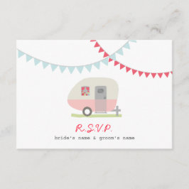 Rosa Retro Trailer & Bunting RSVP Karte