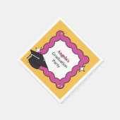 Rosa Retro-trendy Squiggle Wavy Graduierungsparty Serviette (Ecke)