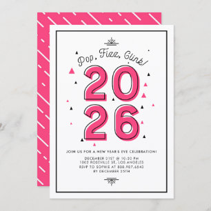 Rosa Retro Typografie 2017 Silvesterfest Party Einladung