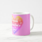 Rosa Retro Valentinstag Herz Kaffeetasse (VorderseiteRechts)