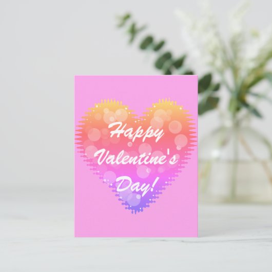 Rosa Retro Valentinstag Herz Postkarte (Stehend Vorderseite)