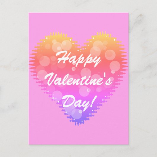 Rosa Retro Valentinstag Herz Postkarte (Vorderseite)