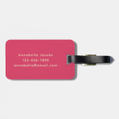 Rosa Retro Vibe Leaf Muster Monogramm Gepäckanhänger (Rückseite horizontal)