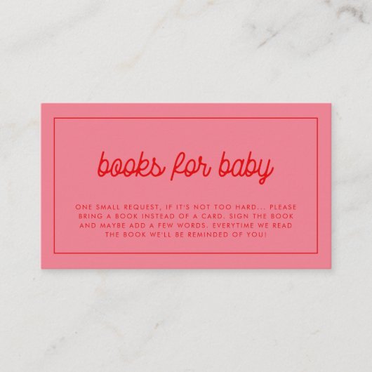 Rosa Retro Vintage Bücher für Babyanfragen Begleitkarte (Vorderseite)