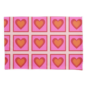 Rosa Retro Vintage kariertes Herz Y2K Muster  Kissenbezug