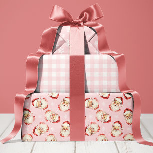 Rosa Retro Vintage Santa Weihnachten Geschenkpapier Set