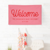 Rosa Retro-Vintage-Script Baby-Shower-Willkommen Banner (Insitu)