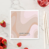 Rosa Retro Wave Monogram Wedding Napkins Serviette (Beispiel)