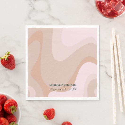 Rosa Retro Wave Monogram Wedding Napkins Serviette (Beispiel)