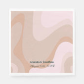 Rosa Retro Wave Monogram Wedding Napkins Serviette (Vorderseite)