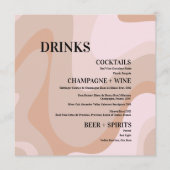 Rosa Retro Wave Wedding Drinks Bar Menu Card Menükarte (Vorderseite)