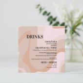 Rosa Retro Wave Wedding Drinks Bar Menu Card Menükarte (Stehend Vorderseite)