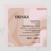 Rosa Retro Wave Wedding Drinks Bar Menu Card Menükarte (Vorne/Hinten)