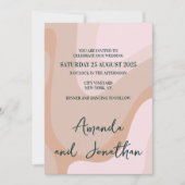 Rosa Retro Wave Wedding Einladung (Vorderseite)