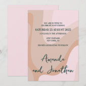 Rosa Retro Wave Wedding Einladung (Vorne/Hinten)