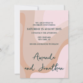 Rosa Retro Wave Wedding Einladung