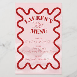 Rosa Retro Wavy Budget Dinner Party Menu