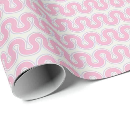 Rosa Retro Wavy Geschenkpapier (Rolleneckpunkt)