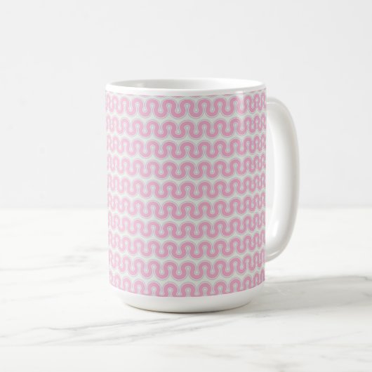Rosa Retro Wavy Kaffeetasse (VorderseiteRechts)