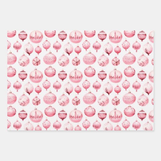 Rosa Retro Weihnachtsfeiertag Geschenkpapier Set (Vorderseite 2)