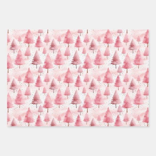 Rosa Retro Weihnachtsfeiertag Geschenkpapier Set (Vorderseite)