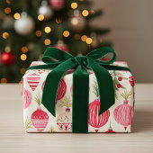 Rosa Retro Weihnachtsschmuck Geschenkpapier Set