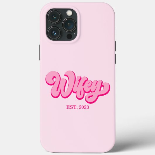 Rosa Retro Wifey Est. Jahr Bride Fiancé Case-Mate iPhone Hülle (Rückseite)