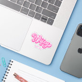 Rosa Retro Wifey Est. Jahr Bride Fiancé Sticker (Laptop mit iPhone)