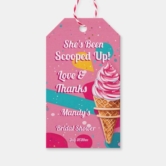 Rosa Retroeis-Brautparty Favo Geschenkanhänger (Vorderseite)