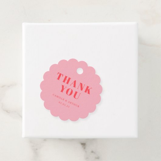 Rosa Retrohochzeit Geschenkanhänger (Beispiel)